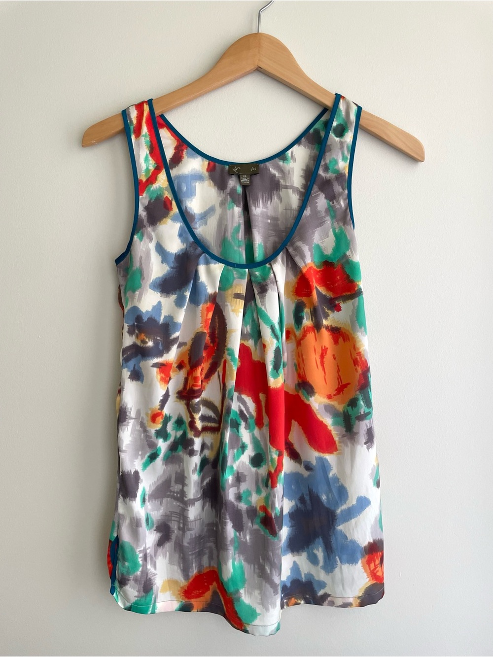 Fei Anthropology Colorful Abstract Artsy Watercolor Flowy Sleeveless Top